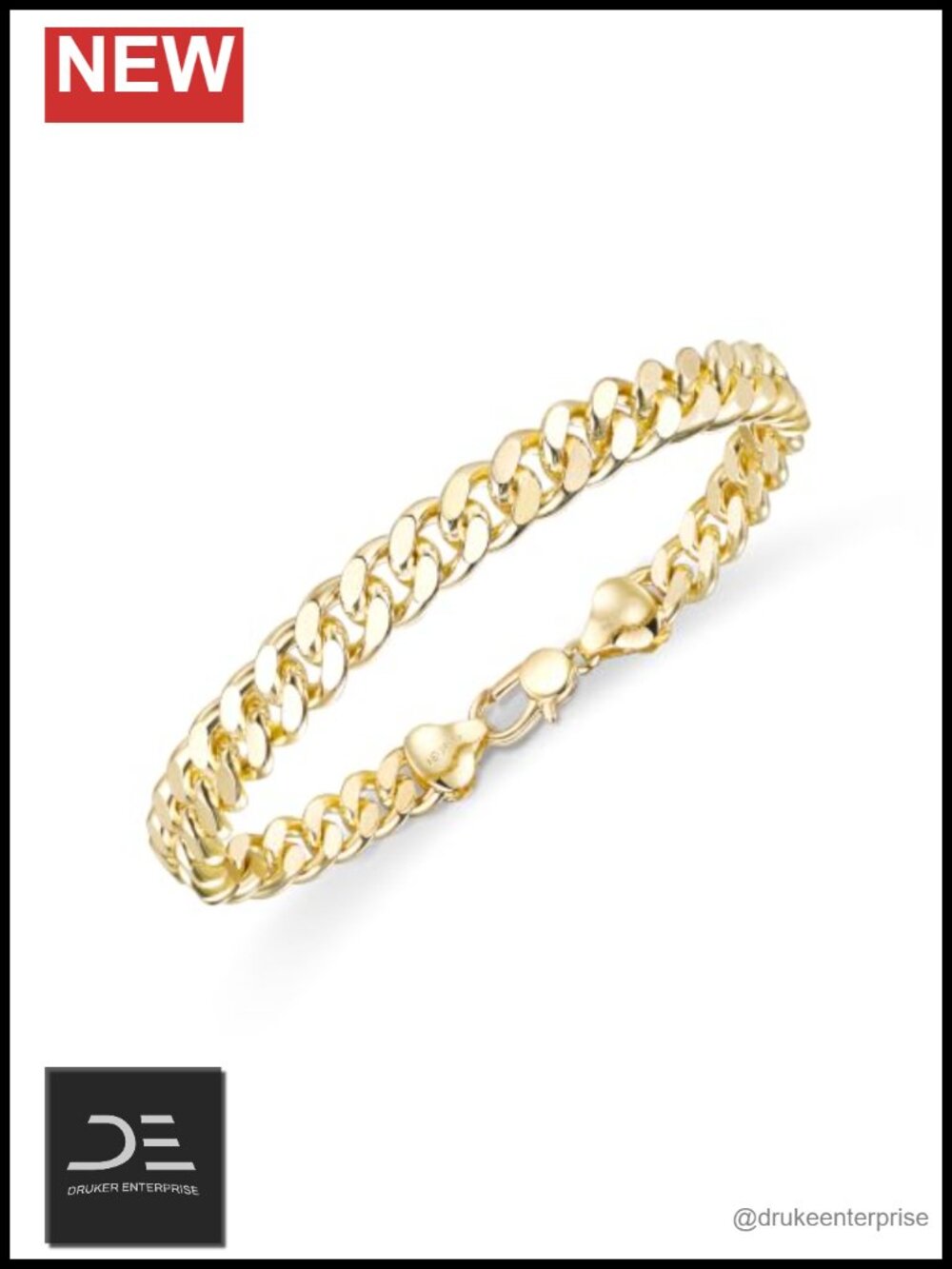 14K Gold Filled Cuban Link Chain Bracelet for Men 8mm Miami